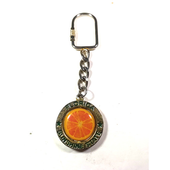 Florida Sunshine State Orange Spinner Keychain - Picture 2 of 6
